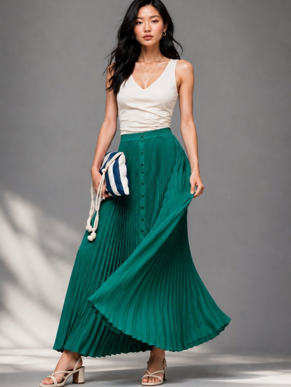 NWT Anthropologie Pleated Maxi Skirt